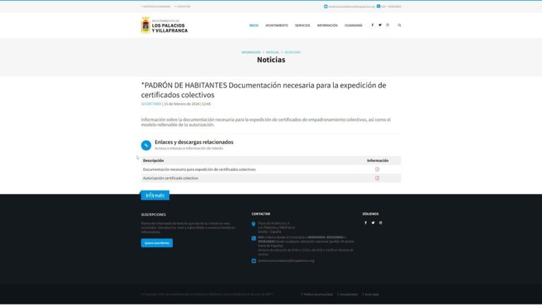 Obtención del Padrón Municipal en Los Palacios y Villafranca